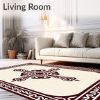Elegant Crimson Scrollwork Medallion Rug