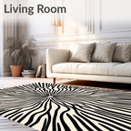 Radiating Black Organic Stripe Rug