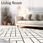 Modern Black White Interlocking Geometric Rug