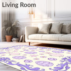 Pastel Purple Easter Bunny Eggs FloralRug Rug