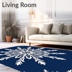 Navy White Lace Snowflake Mandala Rug
