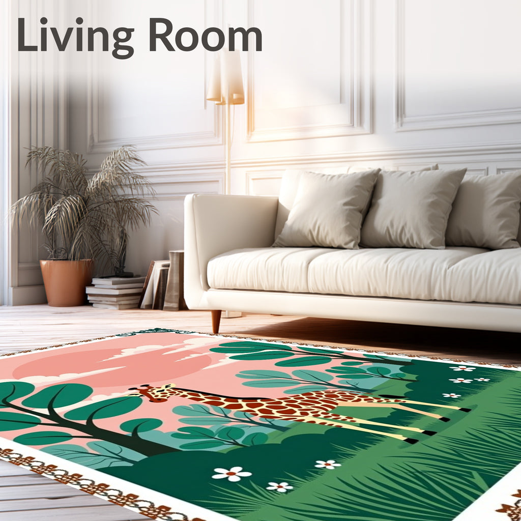 Whimsical Giraffe Safari Sunset Rug