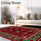 Crimson Poinsettia Ribbon Swirl Rug