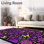Vibrant Floral Butterfly Medley Rug