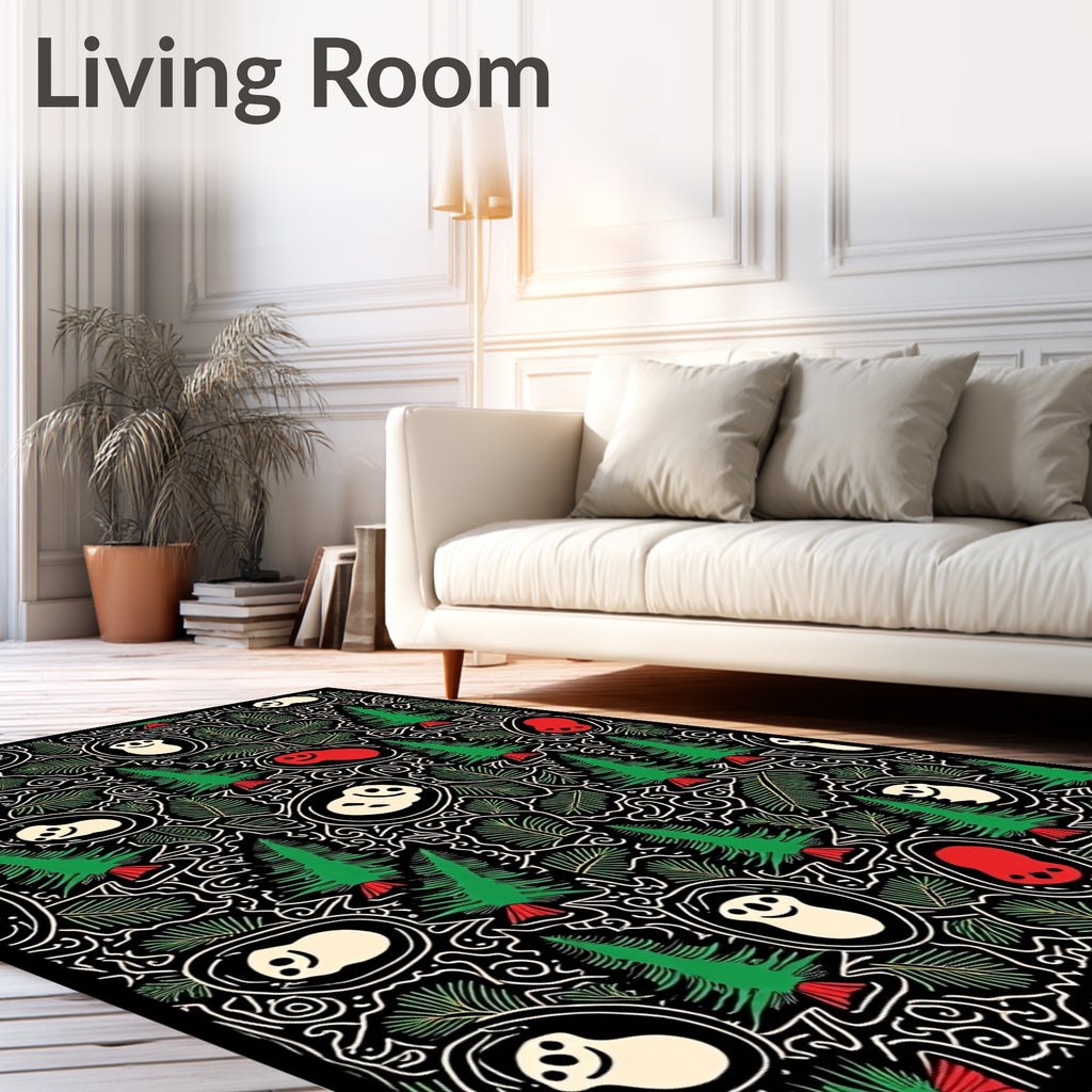 Whimsical Green Forest Panda Encounter Rug