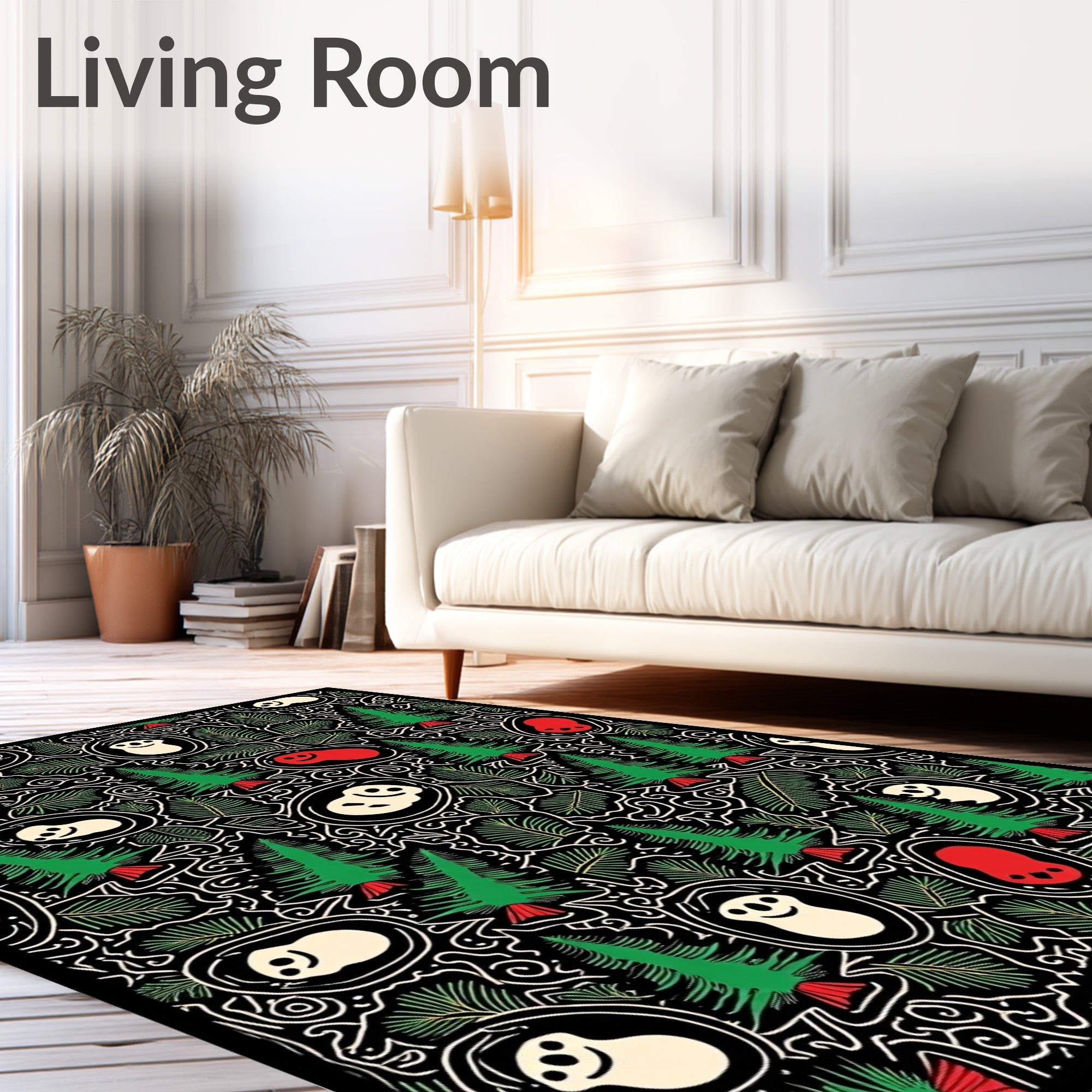 Whimsical Green Forest Panda Encounter Rug