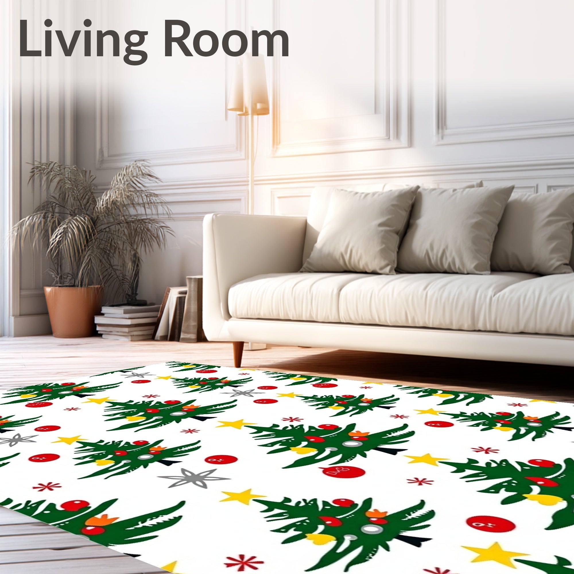 Festive Evergreen Christmas Tree Garland Rug