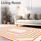 Concentric Orange Octagon Border Rug