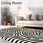 Black Cream Abstract Zebra Stripe Rug