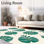Emerald Green Tropical Monstera Leaves Rug