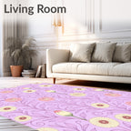 Pastel Lilac Floral Garden Swirls Rug