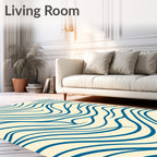 Navy Wave Contemporary Art Rug