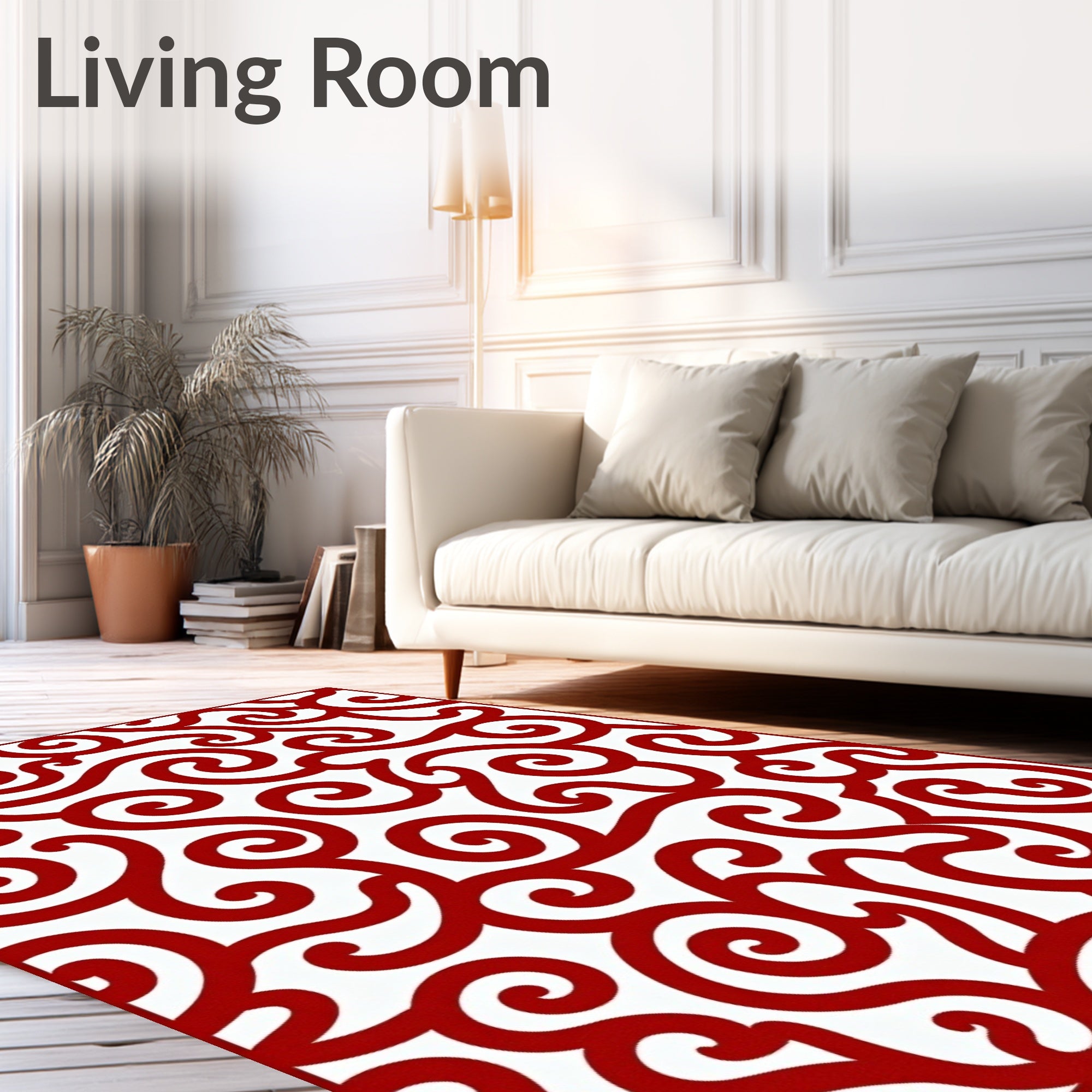 Currant Red Swirls Continuous Flow Rug