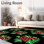 Folk Art Red Berry Green Leaf Rug
