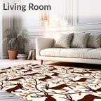 Rustic Woodland Deer And Branches Rug