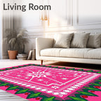 Hot Pink White Starburst Geometric Rug