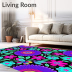 Vibrant Purple Daisy Garden Rug