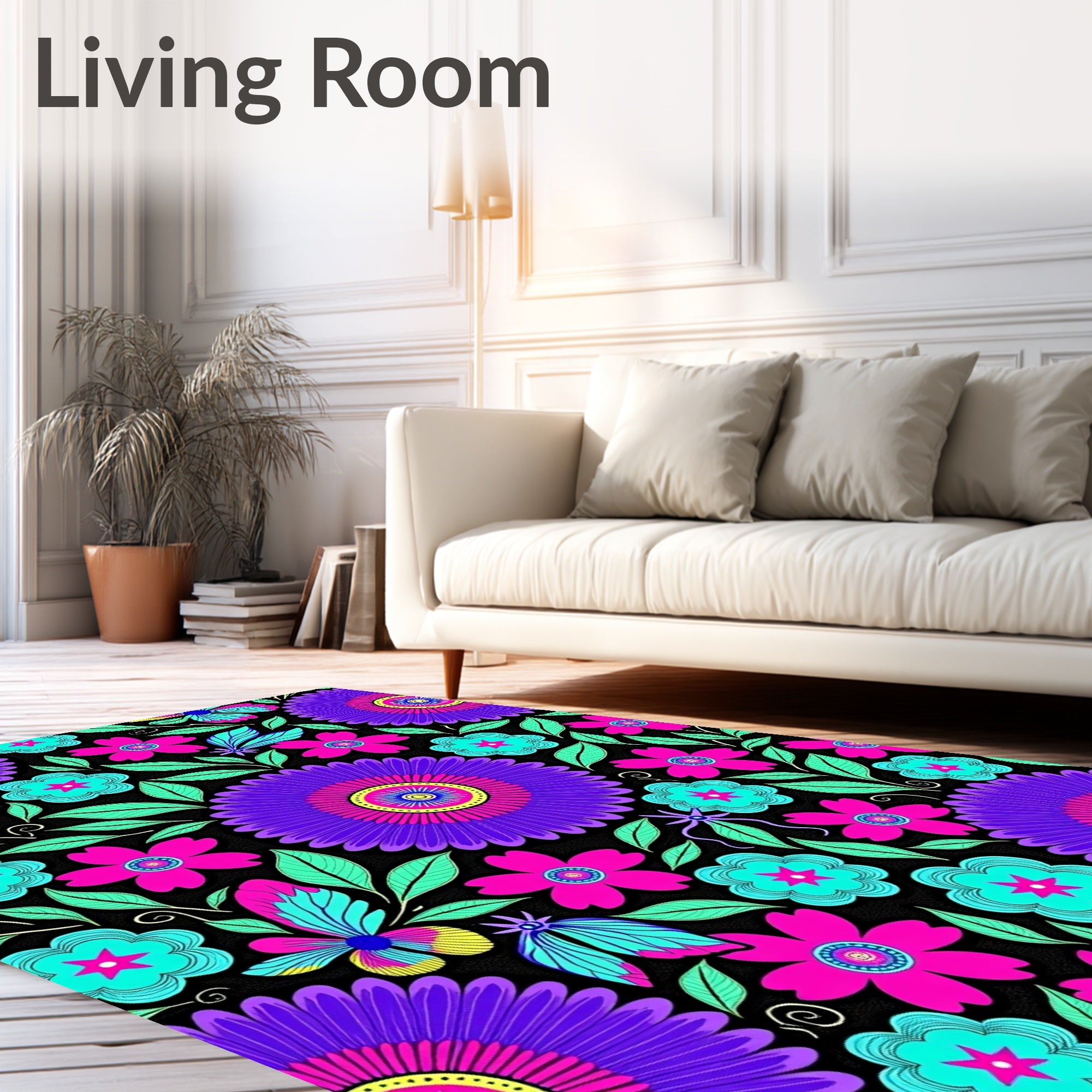 Vibrant Purple Daisy Garden Rug