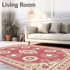 Rose Pink Floral Medallion Frame Rug
