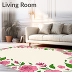 Pink Rose Blossom Border Rug