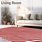 Crimson White Wavy Striped Rug