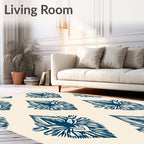 Deep Blue Floral Drop Rug