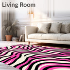 Hot Pink Zebra Stripe Waves Rug