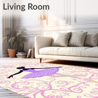 Lavender Ballerina Silhouette Cream Floral Rug