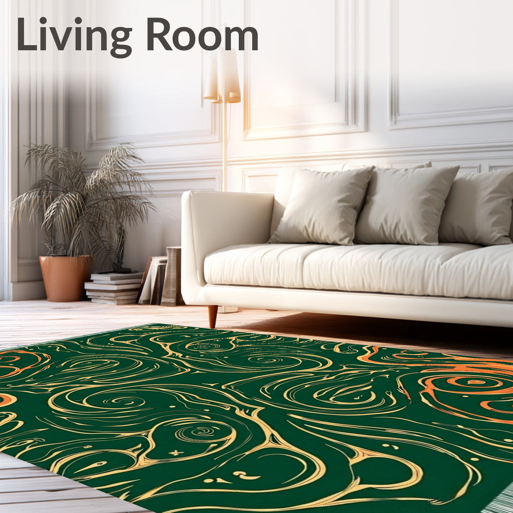 Emerald Green Swirls Abstract Rug