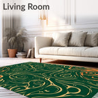 Emerald Green Swirls Abstract Rug