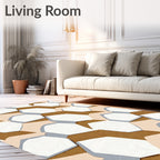 Abstract Hexagonal Stone Terracotta Mosaic Rug