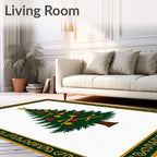 Festive Evergreen Tree Bauble Garland Rug
