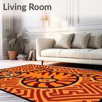 Orange Tiger Cat Abstract Maze Rug