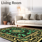 Black Yellow Green Floral Mandalas Rug