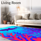 Deep Sea Coral Shark Silhouette Rug