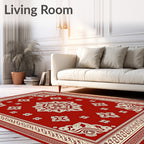Crimson Red Ornamental Medallion Rug