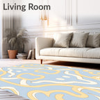Pale Blue Swirled Filigree Abstract Rug