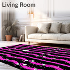 Pink Wavy Black Star Ornament Rug