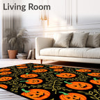 Halloween Orange Jack O Lantern Foliage Rug