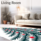 Evergreen Star Red Ornament Tree Rug