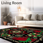 Central Star Red Green Folk Rug