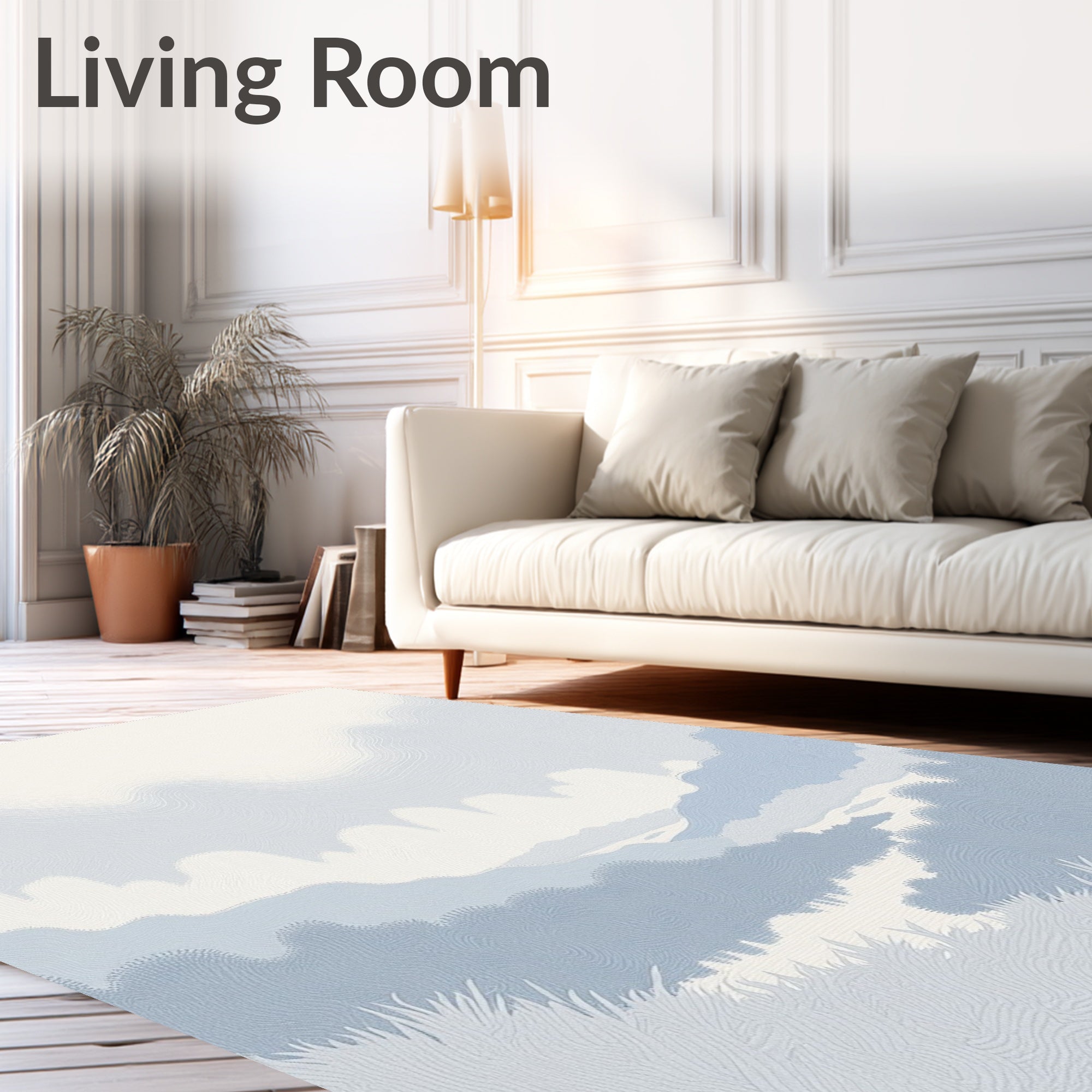 Serene Blue Layered Landscape Vista Rug