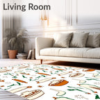 Earthy Orange Folk Objects Cream Rug