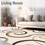 Earthy Brown Swirl Arabesque Rug