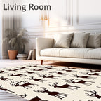 Dark Brown Deer Silhouette Repeating Pattern Rug