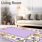 Coastal Lilac Seashell Floral Border Rug