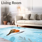 Robin With Winter Snowflakes Rug