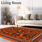 Bold Orange Black Leaf Scatter Rug