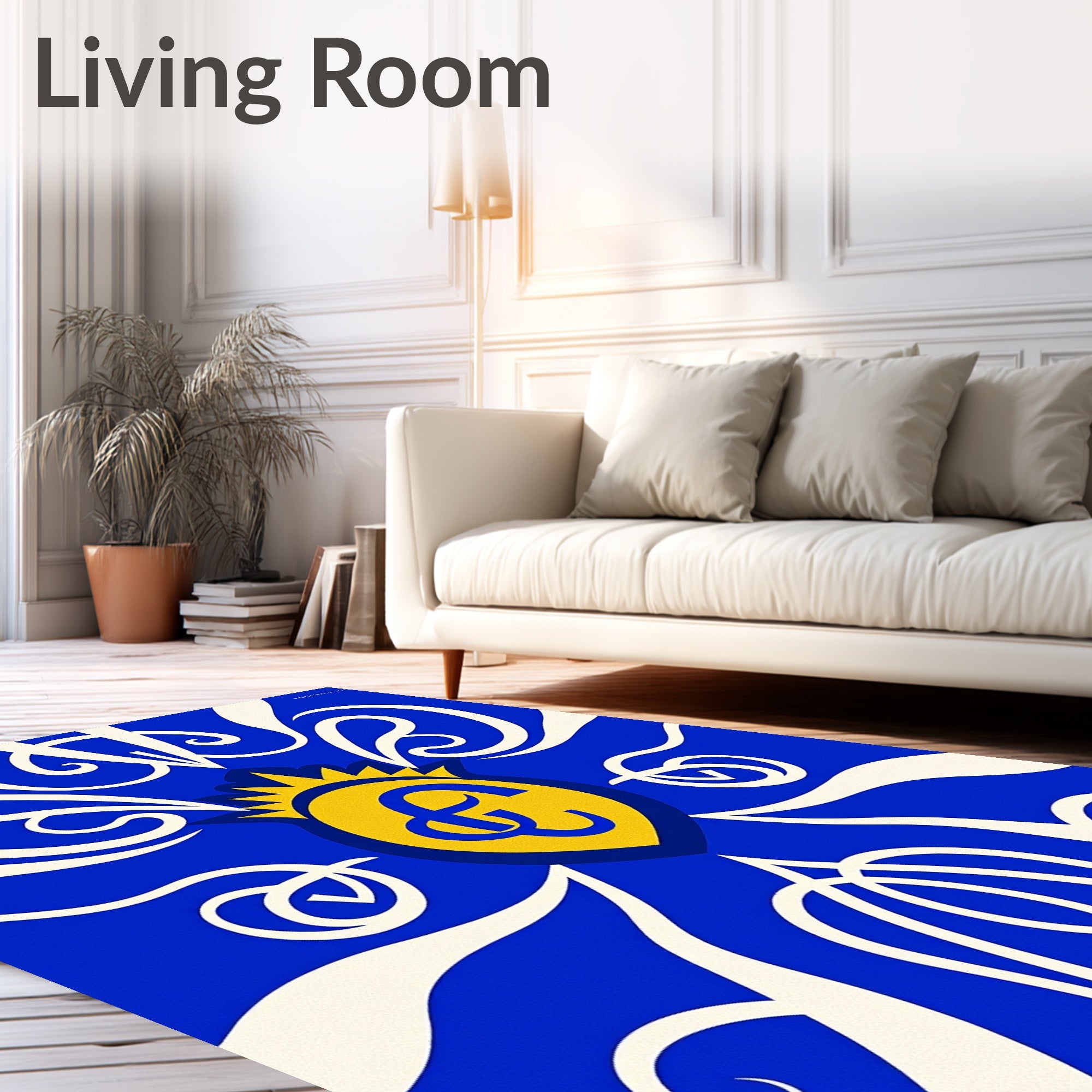 Royal Blue Golden Crest Embrace Rug