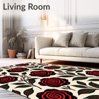 Vintage Red Black Floral Vine Rug